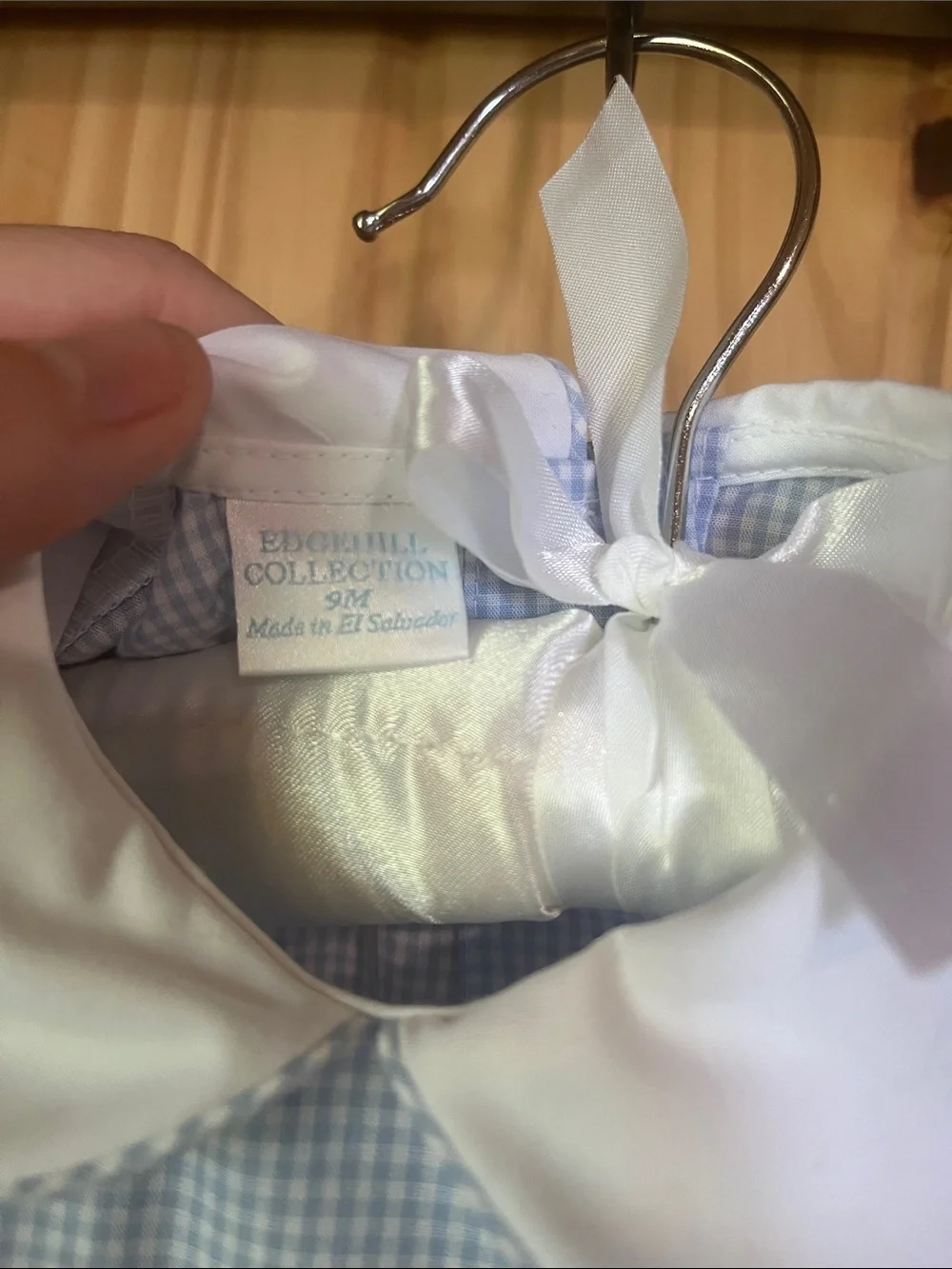 Edgehill Collection White-Collar Blue Gingham Anchor Baby Romper